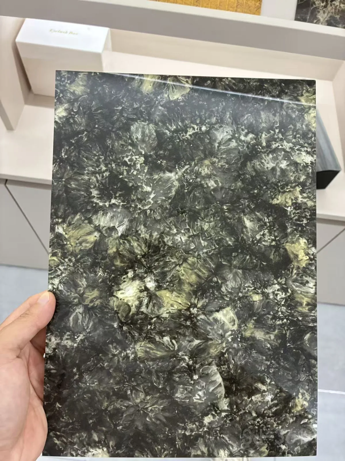 Black and gray stone-effect acrylic sheet
