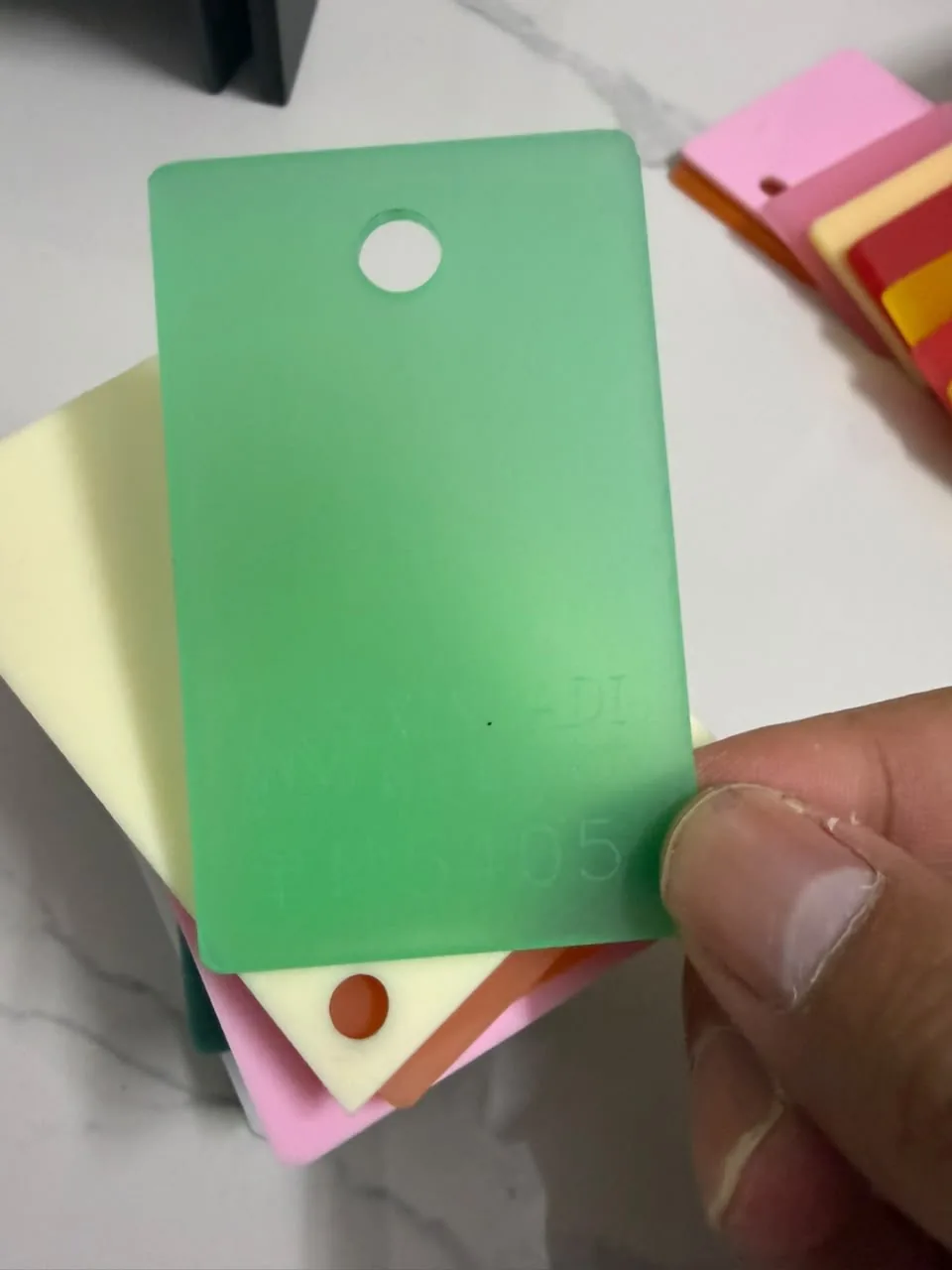 Frosted light green acrylic swatch