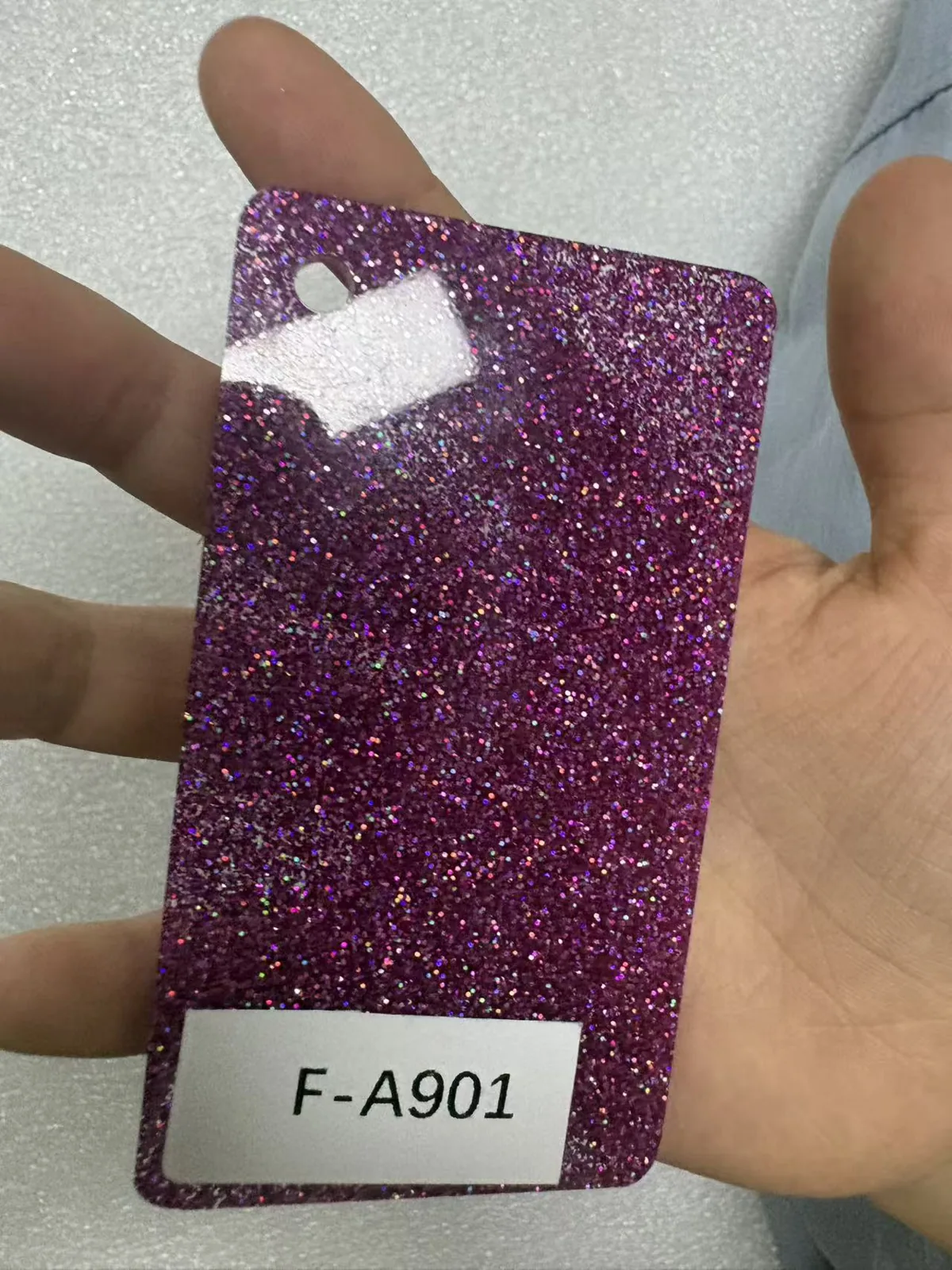 Purple glitter acrylic swatch