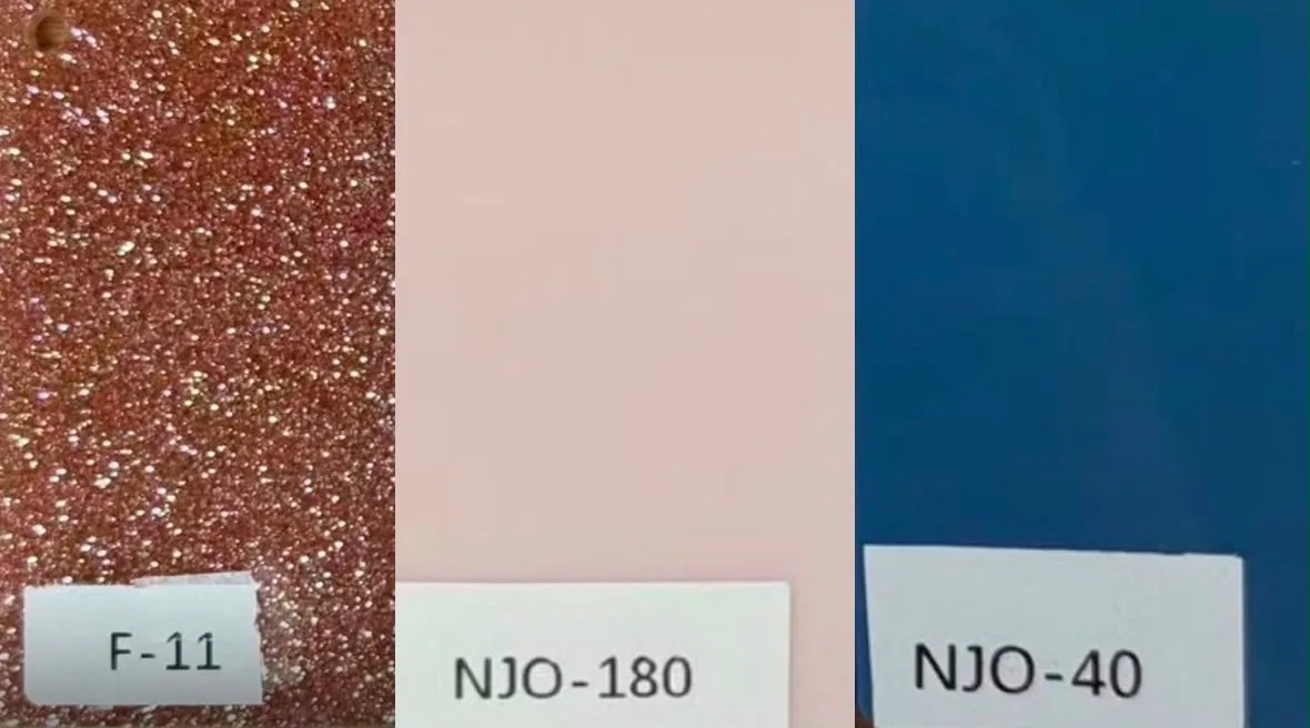 Rose gold glitter, pale pink and lake blue acrylic swatch set