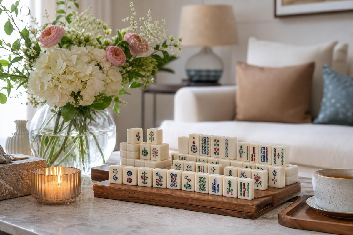 American mahjong set displayed as home decor