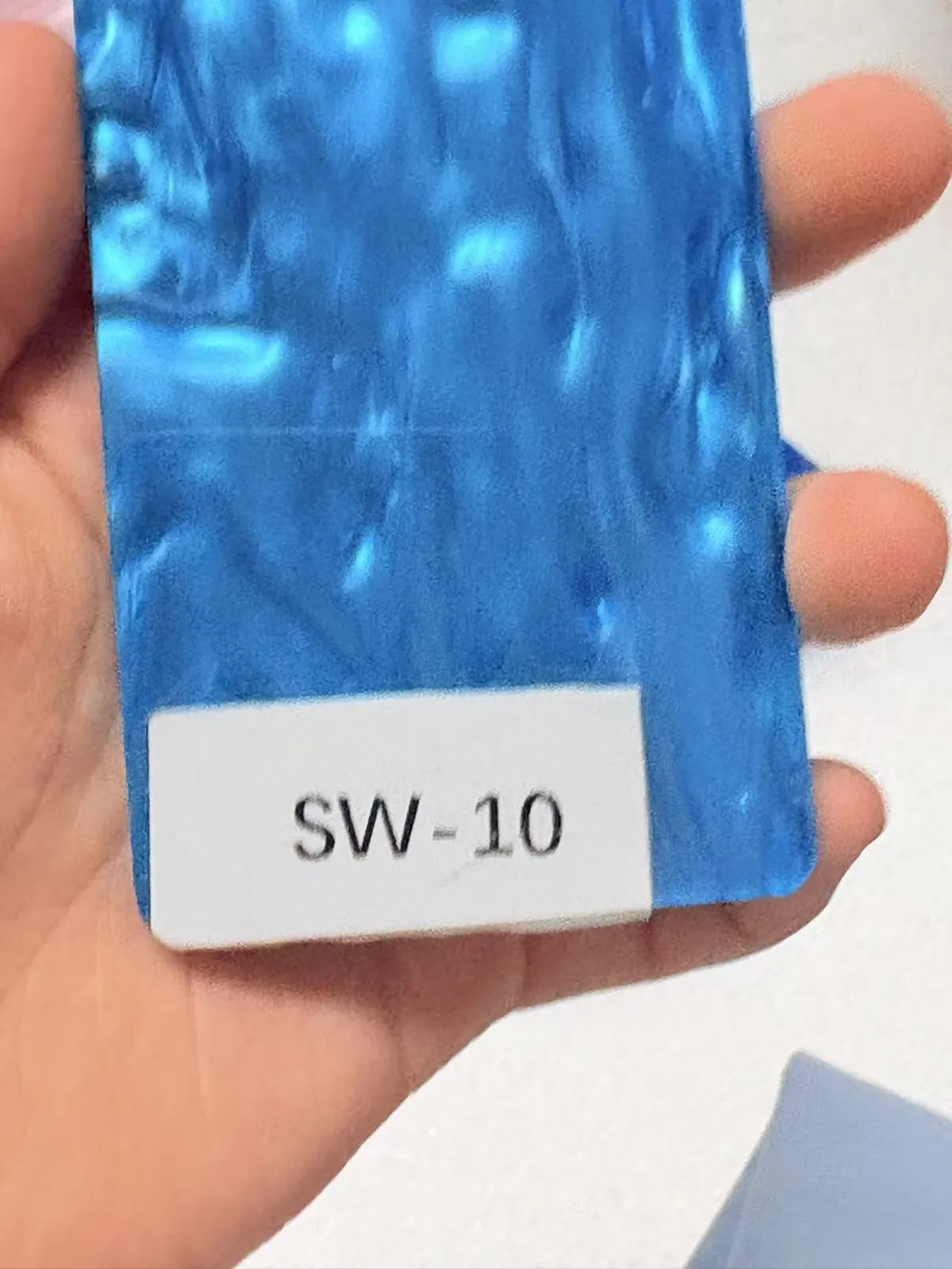 Pearl blue acrylic color sample for Mahjong tiles