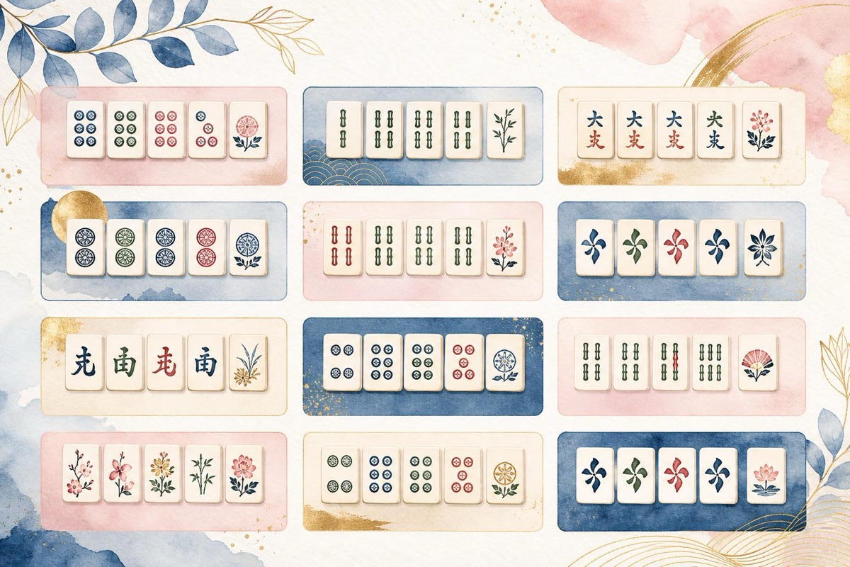 American mahjong hand patterns on the NMJL card