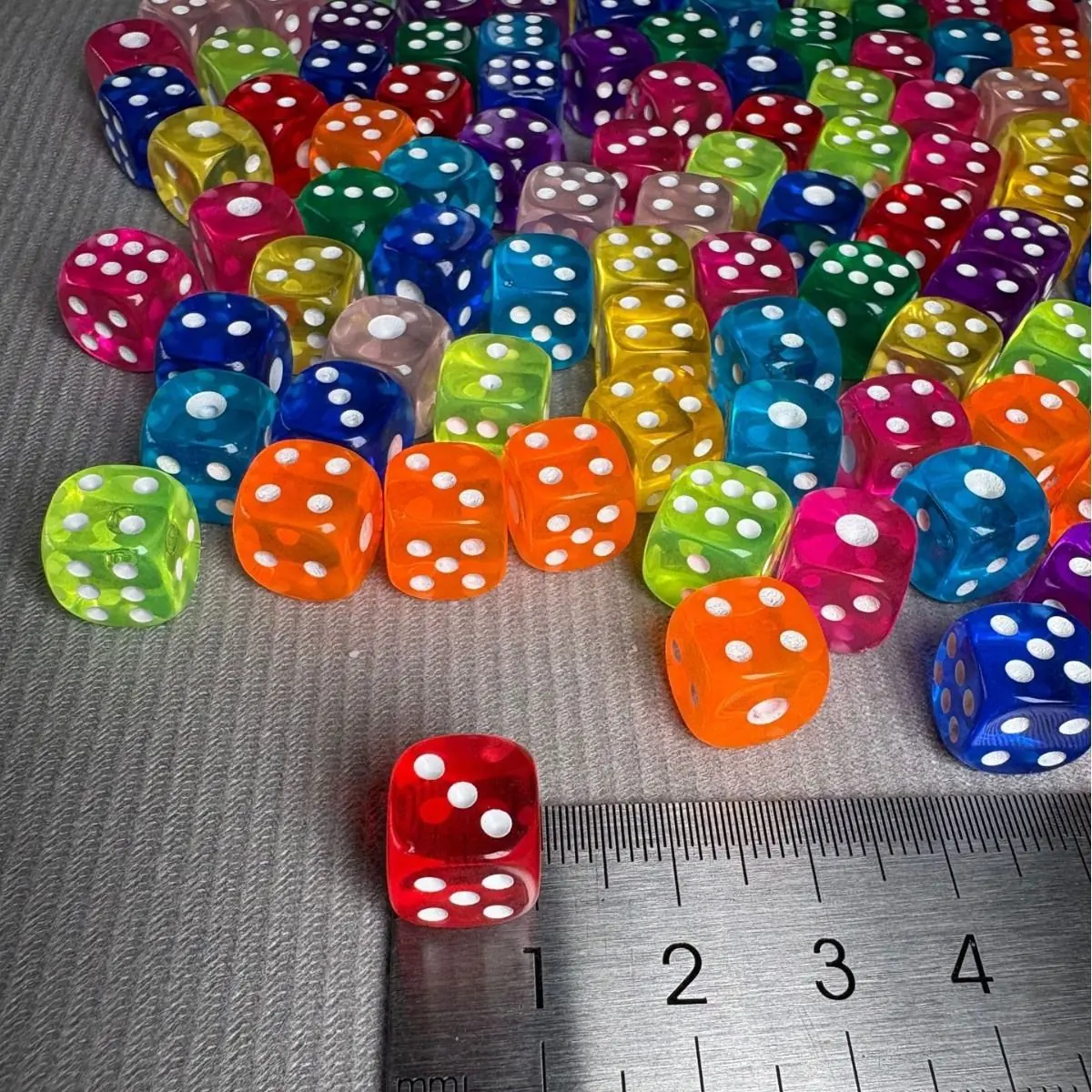 Transparent colored dice