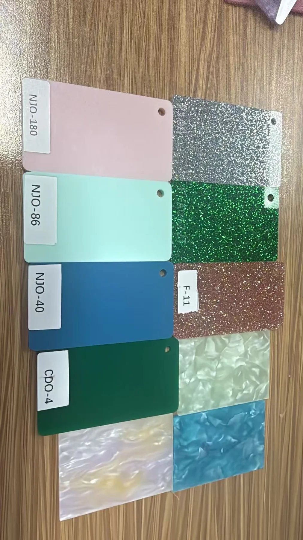 Glitter and solid acrylic color chips for Mahjong tile backs