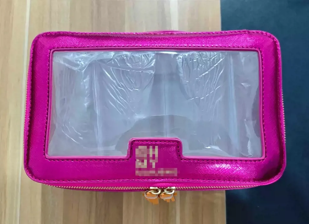 Pink clear-window Mahjong tile storage case