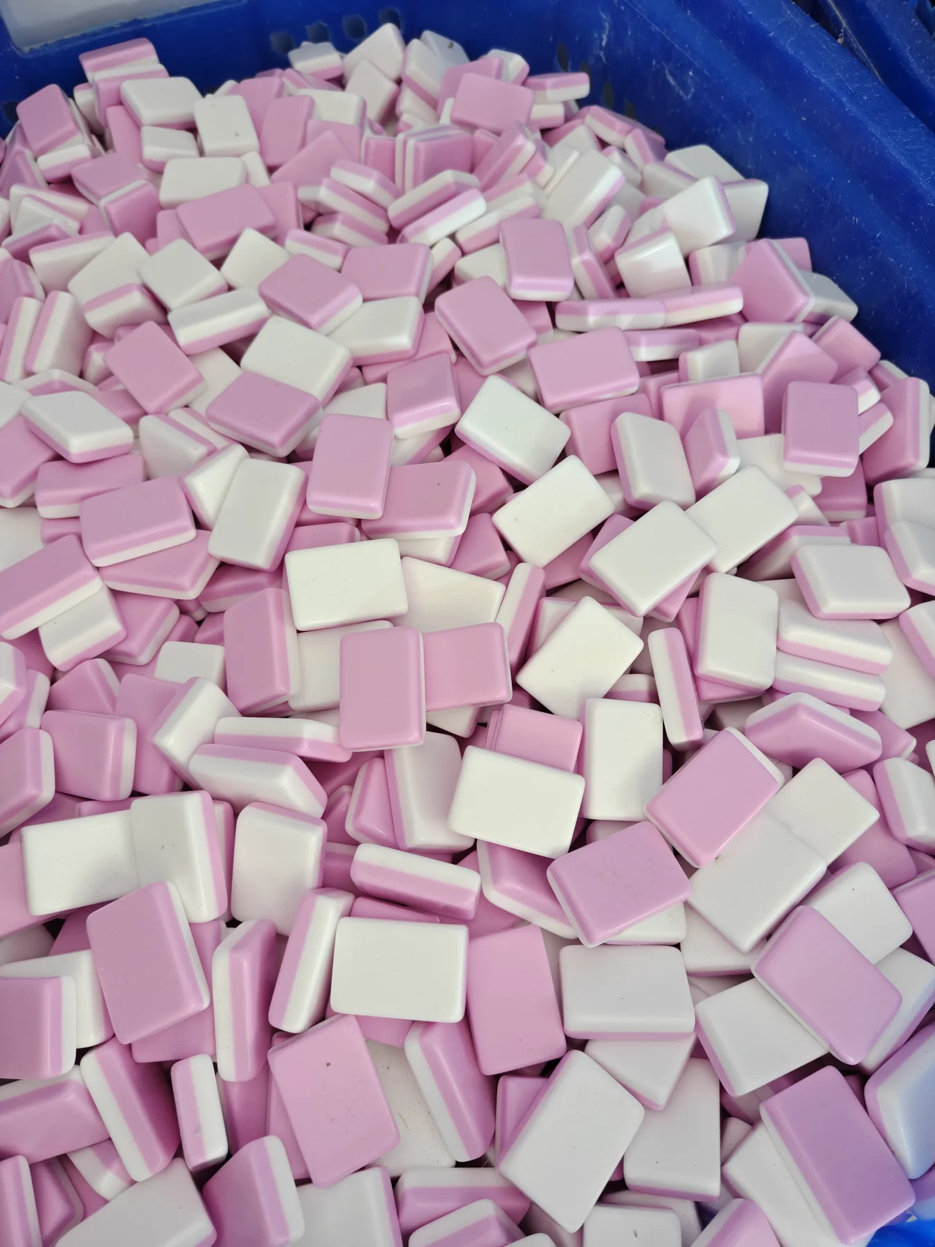 Pink and white two-layer acrylic Mahjong tile blanks