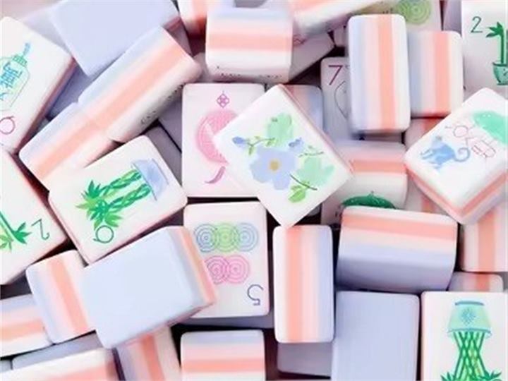 Custom American mahjong set with pastel acrylic tiles