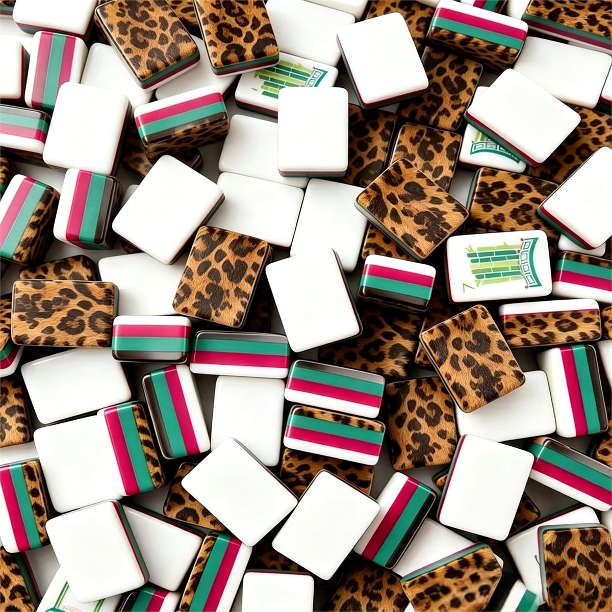 Leopard print acrylic American Mahjong set