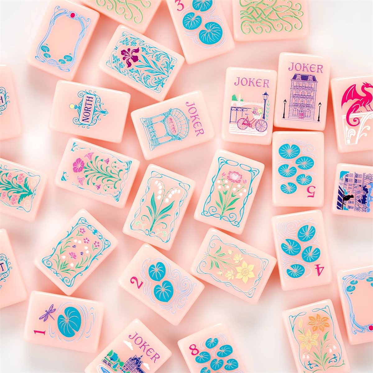 Orange Four Layer Mahjong Set