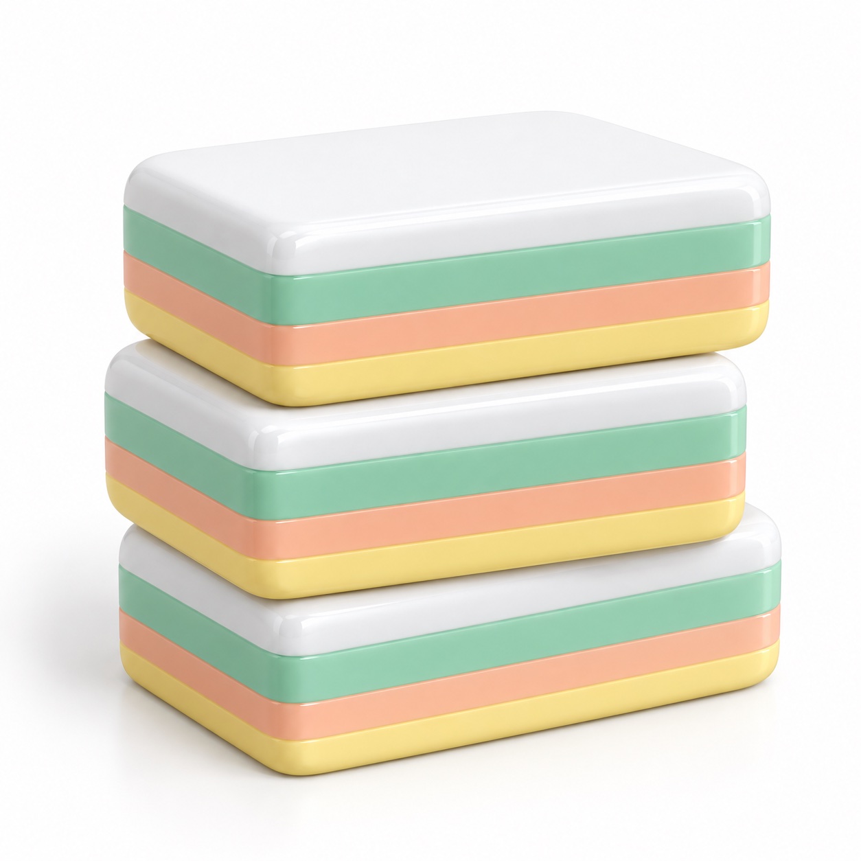 Stacked pastel layered acrylic Mahjong tiles in a coordinated color palette