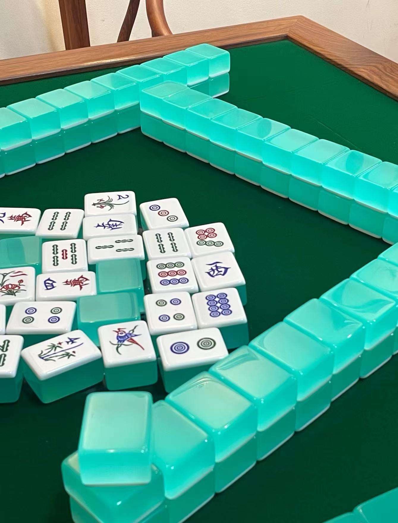 Pink lucite acrylic Mahjong tile surface detail
