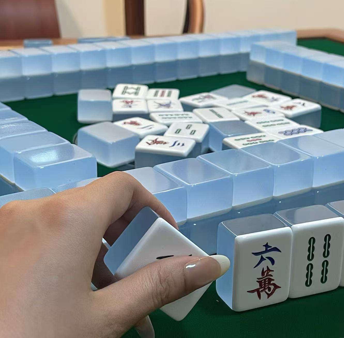 Pink lucite American Mahjong travel set with acrylic tiles
