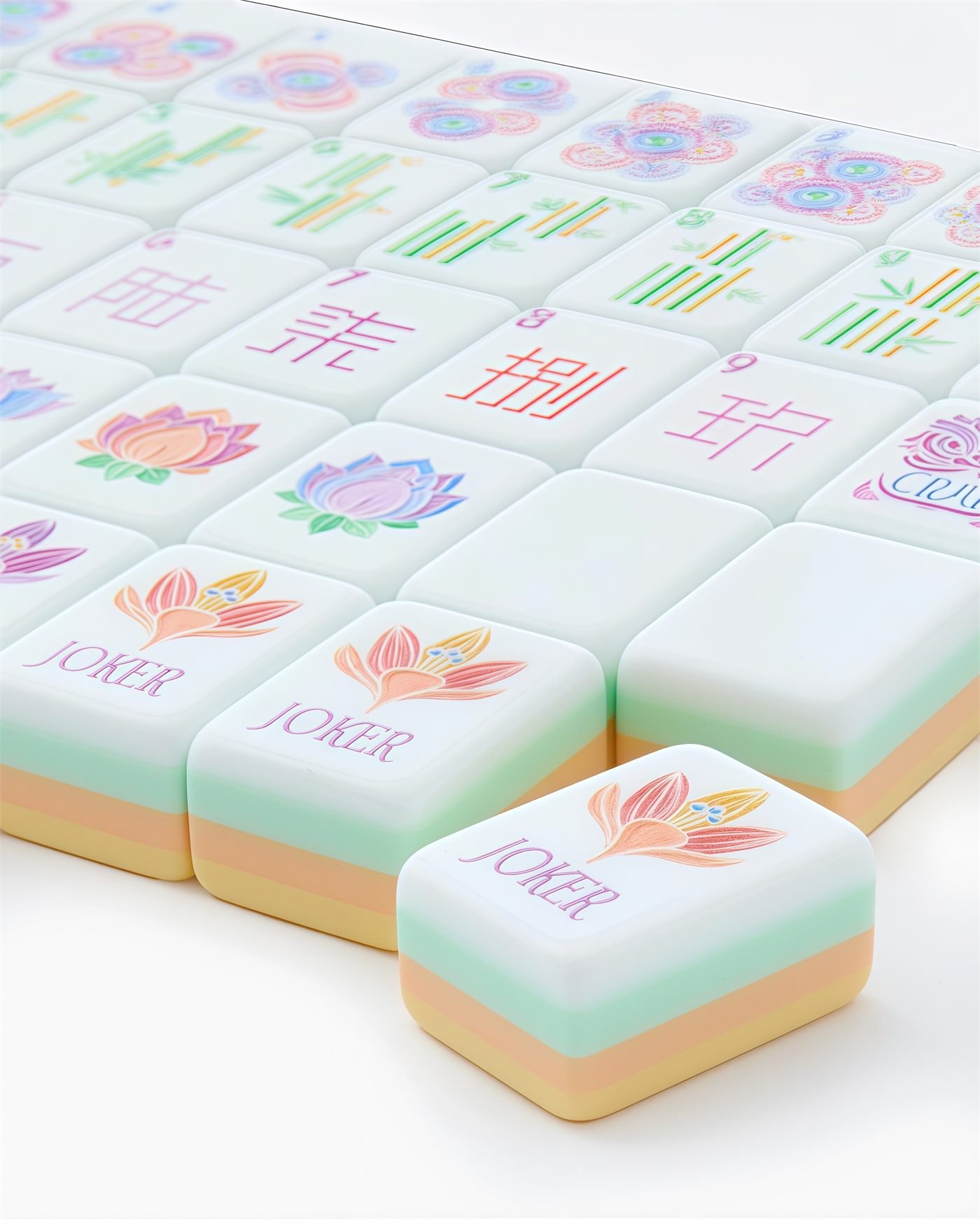Yellow Print Four Layer Mahjong Set detail view